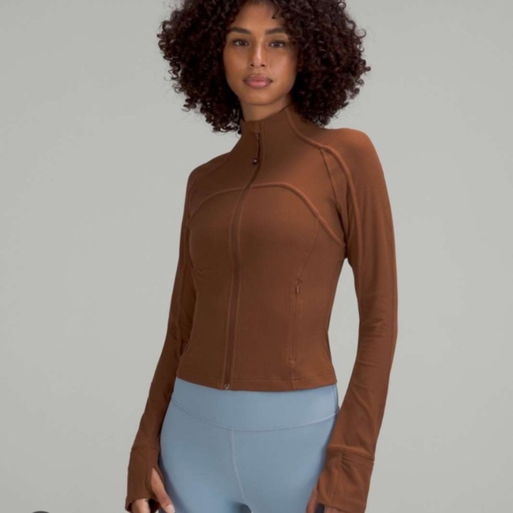 Lululemon Ribbed Nulu Cropped Define Jacket - Roasted Brown Sz 12